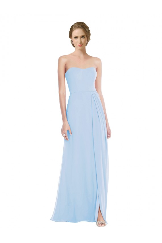 Vendeurs de Bleu ciel clair Trapèze Mousseline Longue Robes demoiselle d'honneur