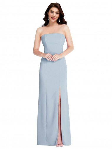 Vendeurs de Bleu ciel clair Trapèze Sans bretelle Crêpe Stretch Longue Formelles Robes demoiselle d'honneur / Robes de soirée / Robes de bal