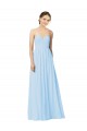 Vendeurs de Bleu ciel clair Trapèze Sans bretelle Mousseline Longue Robes demoiselle d'honneur