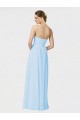 Vendeurs de Bleu ciel clair Trapèze Sans bretelle Mousseline Longue Robes demoiselle d'honneur