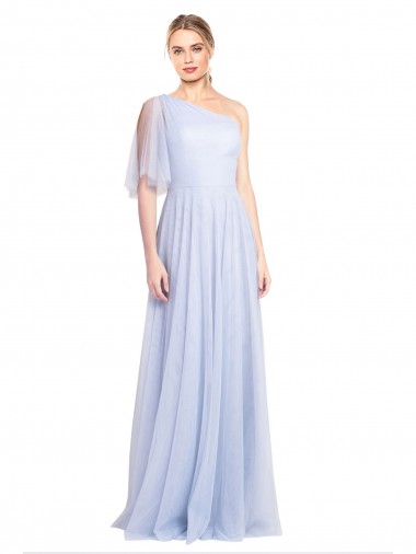 Vendeurs de Bleu ciel clair Trapèze Tulle Longue Robes demoiselle d'honneur