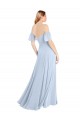 Vendeurs de Bleu ciel clair Trapèze Épaule Dénudée Col Carré Mousseline Longue Robes demoiselle d'honneur