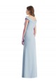 Vendeurs de Bleu ciel clair Trapèze Épaule Dénudée Col V Crêpe Stretch Longue Robes demoiselle d'honneur