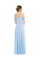 Vendeurs de Bleu ciel clair Trapèze Épaule Dénudée Mousseline Longue Formelles Robes demoiselle d'honneur / Robes de soirée