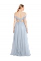 Vendeurs de Bleu ciel clair Trapèze Épaule Dénudée Tulle Longue Robes demoiselle d'honneur