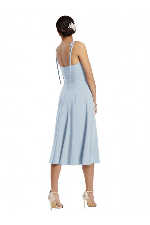 Vendeurs de Bleu ciel clair Trapèze midi Crêpe Stretch Courte Robes demoiselle d'honneur / Robes de bal / Robes de cocktail