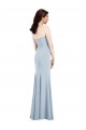 Vendeurs de Bleu ciel clair Trompette Col V Sans bretelle Crêpe Stretch Longue Robes demoiselle d'honneur / Robes de bal