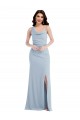 Vendeurs de Bleu ciel clair Trompette Crêpe Stretch Longue Robes demoiselle d'honneur / Robes de bal
