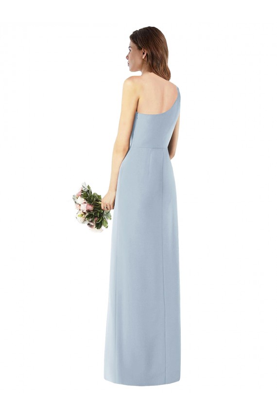 Vendeurs de Bleu ciel clair Trompette Crêpe Stretch Longue Robes demoiselle d'honneur / Robes de bal