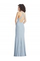 Vendeurs de Bleu ciel clair Trompette Licou Col Haut Crêpe Stretch Longue Formelles Robes demoiselle d'honneur / Robes de soirée / Robes de bal