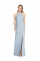 Vendeurs de Bleu ciel clair Trompette Licou Col Haut Crêpe Stretch Longue Formelles Robes demoiselle d'honneur / Robes de soirée