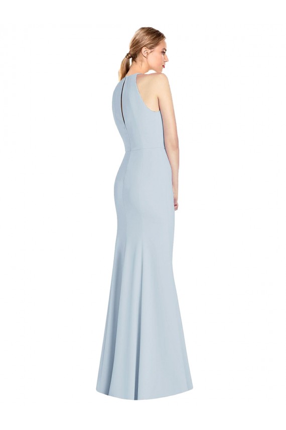Vendeurs de Bleu ciel clair Trompette Licou Crêpe Stretch Longue Robes demoiselle d'honneur / Robes de bal