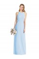 Vendeurs de Bleu ciel clair Trompette Licou Mousseline Longue Robes demoiselle d'honneur