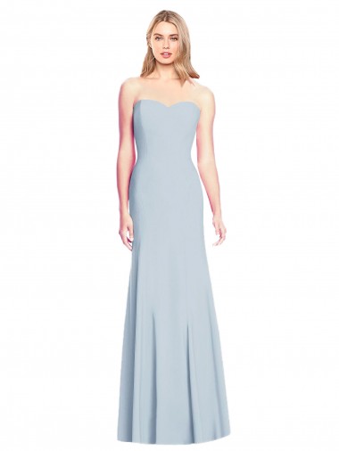 Vendeurs de Bleu ciel clair Trompette Sans bretelle Crêpe Stretch Longue Robes demoiselle d'honneur / Robes de bal