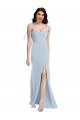Vendeurs de Bleu ciel clair Trompette Sans bretelle Crêpe Stretch Longue Robes demoiselle d'honneur / Robes de bal