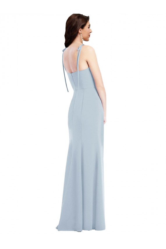 Vendeurs de Bleu ciel clair Trompette Sans bretelle Crêpe Stretch Longue Robes demoiselle d'honneur / Robes de bal
