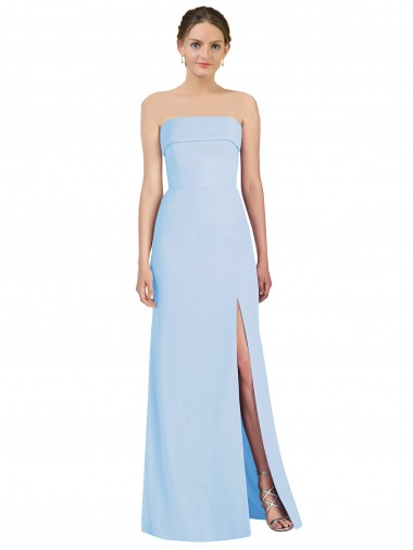 Vendeurs de Bleu ciel clair Trompette Sans bretelle Mousseline Longue Formelles Robes demoiselle d'honneur / Robes de soirée