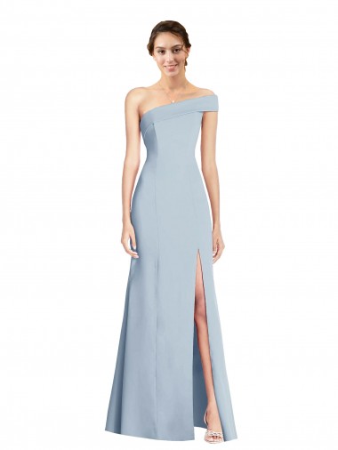 Vendeurs de Bleu ciel clair Trompette Épaule Dénudée Crêpe Stretch Longue Formelles Robes demoiselle d'honneur / Robes de soirée / Robes de bal