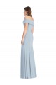 Vendeurs de Bleu ciel clair Trompette Épaule Dénudée Crêpe Stretch Longue Robes demoiselle d'honneur / Robes de bal