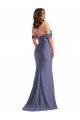 Vendeurs de Bleu français Sirène Épaule Dénudée Satiné Soyeux Longue Formelles Robes demoiselle d'honneur / Robes de soirée / Robes de bal