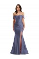 Vendeurs de Bleu français Sirène Épaule Dénudée Satiné Soyeux Longue Formelles Robes demoiselle d'honneur / Robes de soirée / Robes de bal