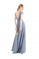 Vendeurs de Bleu fumée Fourreau Col V Crêpe Stretch Longue Robes demoiselle d'honneur / Robes de bal