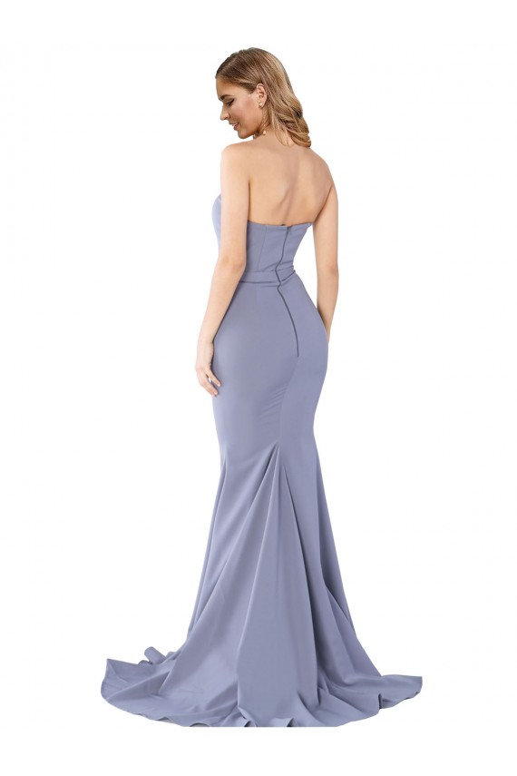 Vendeurs de Bleu fumée Sirène Sans bretelle Crêpe Stretch Longue Formelles Robes demoiselle d'honneur / Robes de soirée / Robes de bal
