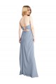 Vendeurs de Bleu fumée Trapèze Col Carré Crêpe Stretch Longue Robes demoiselle d'honneur / Robes de bal