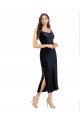 Vendeurs de Bleu marine foncé Colonne midi Velours Stretch Courte Robes demoiselle d'honneur / Robes de soirée / Robes de cocktail