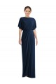 Vendeurs de Bleu marine foncé Fourreau Bateau Spandex Longue Robes demoiselle d'honneur / Robes de bal
