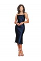 Vendeurs de Bleu marine foncé Fourreau Bretelles spaghetti midi Satiné Soyeux Courte Robes demoiselle d'honneur / Robes de soirée / Robes de cocktail