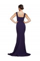 Vendeurs de Bleu marine foncé Fourreau Col Carré Balayage train Crêpe Stretch Longue Robes demoiselle d'honneur / Robes de bal