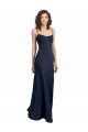 Vendeurs de Bleu marine foncé Fourreau Col Haut Bretelles spaghetti Crêpe Stretch Longue Formelles Robes demoiselle d'honneur / Robes de soirée / Robes de bal
