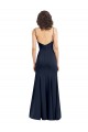 Vendeurs de Bleu marine foncé Fourreau Col Haut Bretelles spaghetti Crêpe Stretch Longue Formelles Robes demoiselle d'honneur / Robes de soirée / Robes de bal