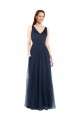 Vendeurs de Bleu marine foncé Fourreau Col V Tulle Longue Robes demoiselle d'honneur