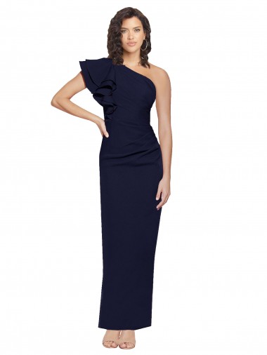 Vendeurs de Bleu marine foncé Fourreau Crêpe Stretch Longue Formelles Robes demoiselle d'honneur / Robes de soirée / Robes de bal