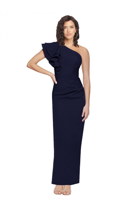 Vendeurs de Bleu marine foncé Fourreau Crêpe Stretch Longue Formelles Robes demoiselle d'honneur / Robes de soirée / Robes de bal