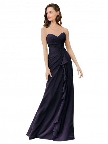 Vendeurs de Bleu marine foncé Fourreau Mousseline Longue Robes demoiselle d'honneur