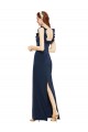 Vendeurs de Bleu marine foncé Fourreau Scoop Crêpe Stretch Longue Formelles Robes demoiselle d'honneur / Robes de soirée / Robes de bal