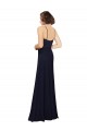 Vendeurs de Bleu marine foncé Fourreau Scoop Mousseline Longue Robes demoiselle d'honneur