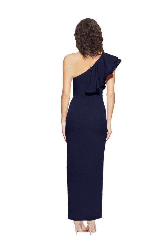 Vendeurs de Bleu marine foncé Fourreau Crêpe Stretch Longue Formelles Robes demoiselle d'honneur / Robes de soirée / Robes de bal