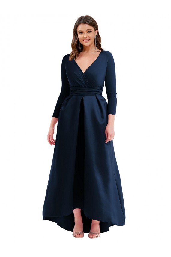 Vendeurs de Bleu marine foncé Princesse Col V Spandex Longue Asymétrique Formelles Robes demoiselle d'honneur / Robes de soirée / Robes de bal