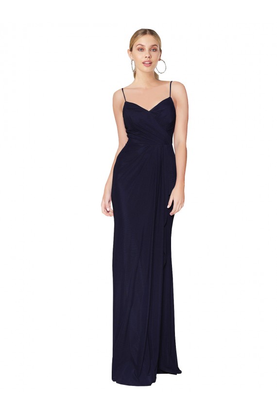 Vendeurs de Bleu marine foncé Sirène Bretelles spaghetti Mousseline Longue Formelles Robes demoiselle d'honneur / Robes de soirée / Robes de bal