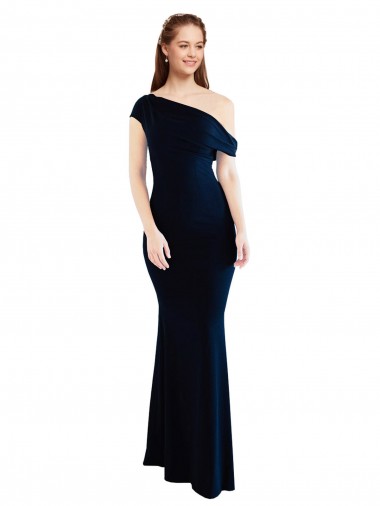 Vendeurs de Bleu marine foncé Sirène Crêpe Stretch Longue Formelles Robes demoiselle d'honneur / Robes de soirée / Robes de bal