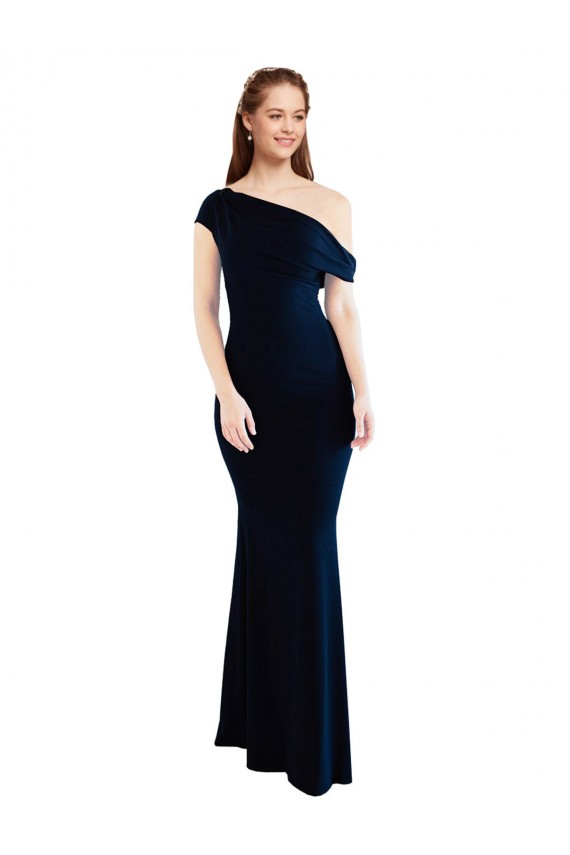Vendeurs de Bleu marine foncé Sirène Crêpe Stretch Longue Formelles Robes demoiselle d'honneur / Robes de soirée / Robes de bal