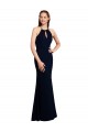 Vendeurs de Bleu marine foncé Sirène Licou Mousseline Longue Robes demoiselle d'honneur