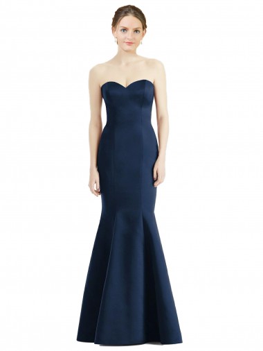 Vendeurs de Bleu marine foncé Sirène Satiné Longue Robes demoiselle d'honneur
