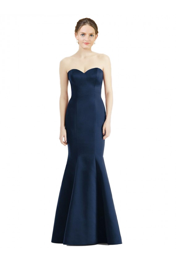 Vendeurs de Bleu marine foncé Sirène Satiné Longue Robes demoiselle d'honneur