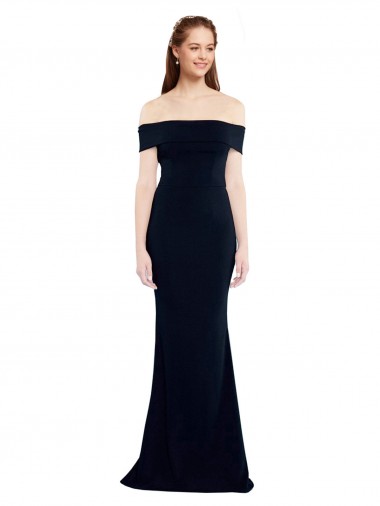 Vendeurs de Bleu marine foncé Sirène Épaule Dénudée Crêpe Stretch Longue Formelles Robes demoiselle d'honneur / Robes de soirée / Robes de bal