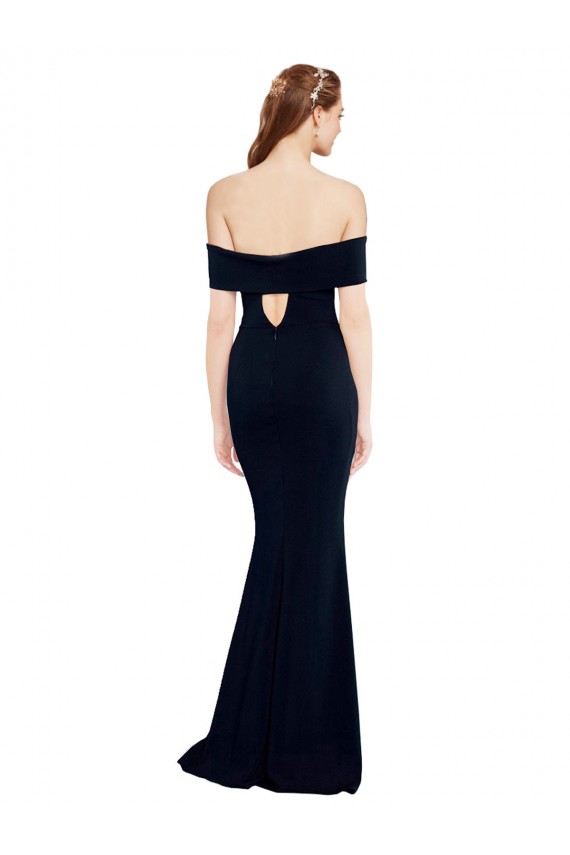 Vendeurs de Bleu marine foncé Sirène Épaule Dénudée Crêpe Stretch Longue Formelles Robes demoiselle d'honneur / Robes de soirée / Robes de bal